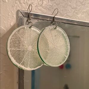 Lime slice earrings